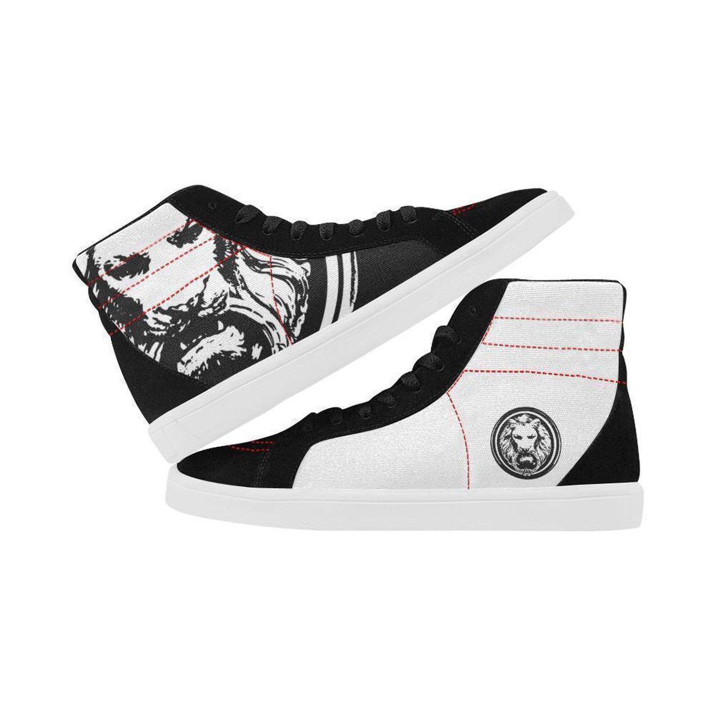 Mens Black & White Skate High Tops - NO FIXED ABODE Punkrock Mens Luxury Streetwear UK