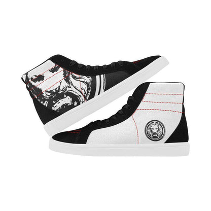 Mens Black & White Skate High Tops - NO FIXED ABODE Punkrock Mens Luxury Streetwear UK