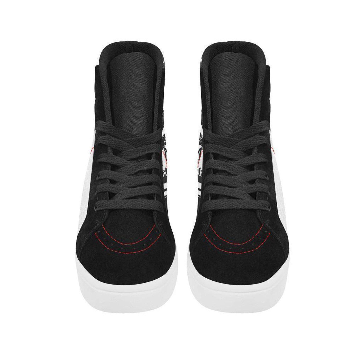 Mens Black & White Skate High Tops - NO FIXED ABODE Punkrock Mens Luxury Streetwear UK