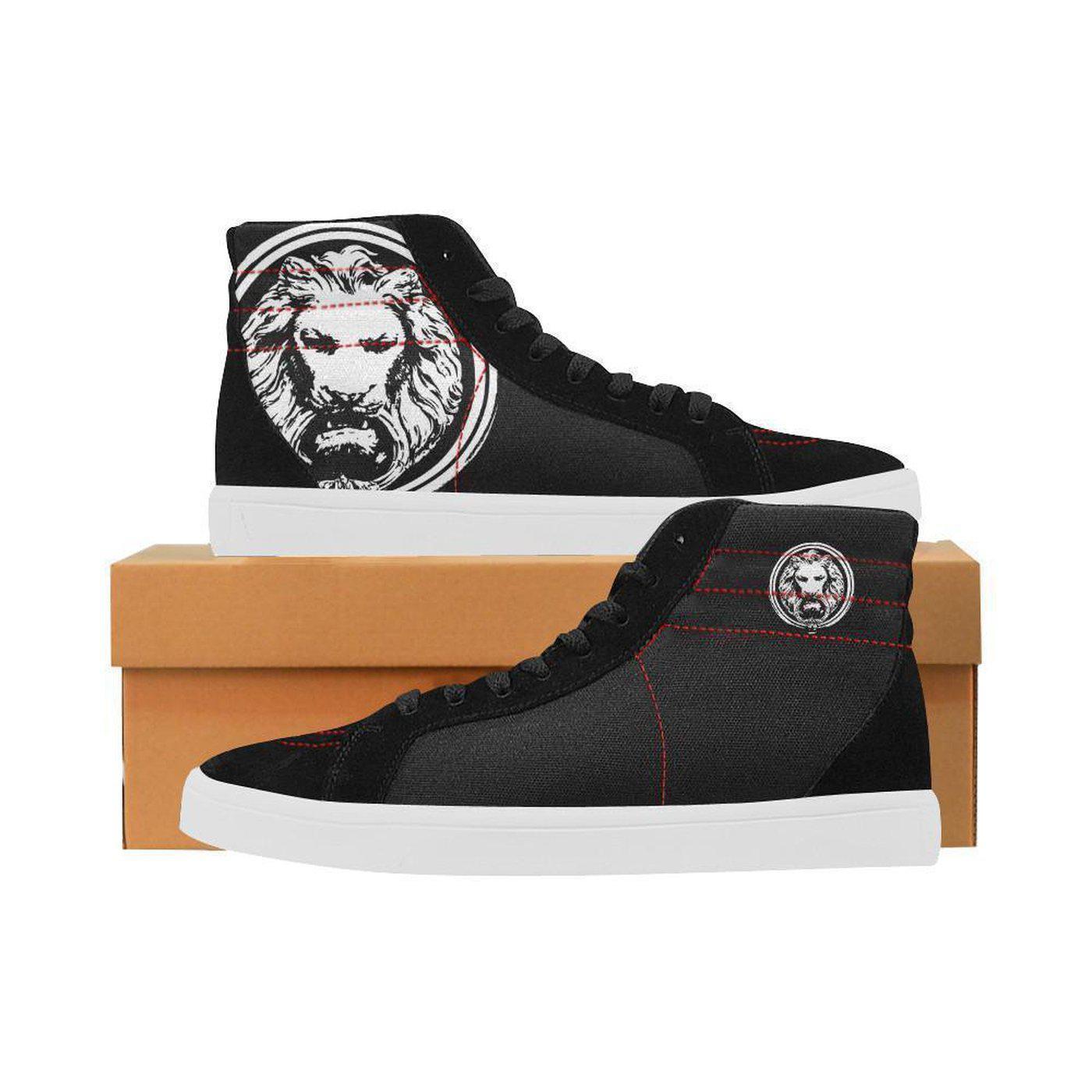 Mens Black Lion Skate Shoes with High Top - NO FIXED ABODE Punkrock Mens Luxury Streetwear UK