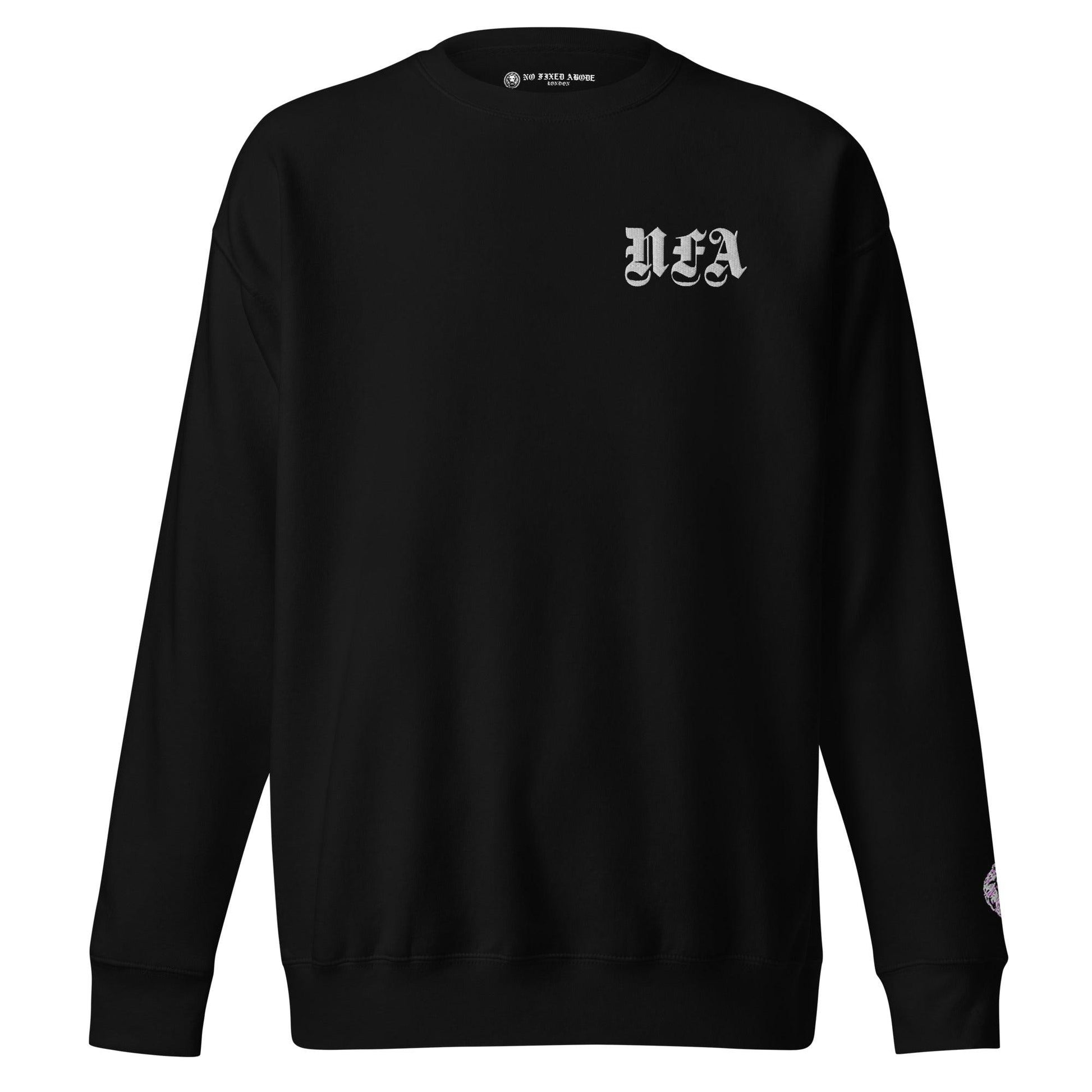 NFA embroidered Sweatshirt - NO FIXED ABODE Punkrock Mens Luxury Streetwear UK