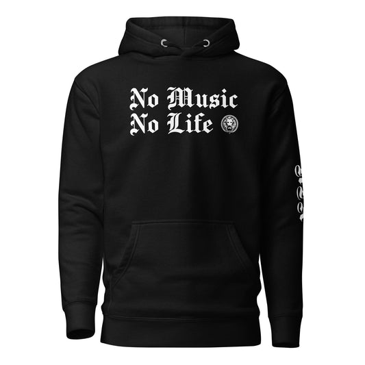 No Music No Life Hoodie - NO FIXED ABODE Punkrock Mens Luxury Streetwear UK