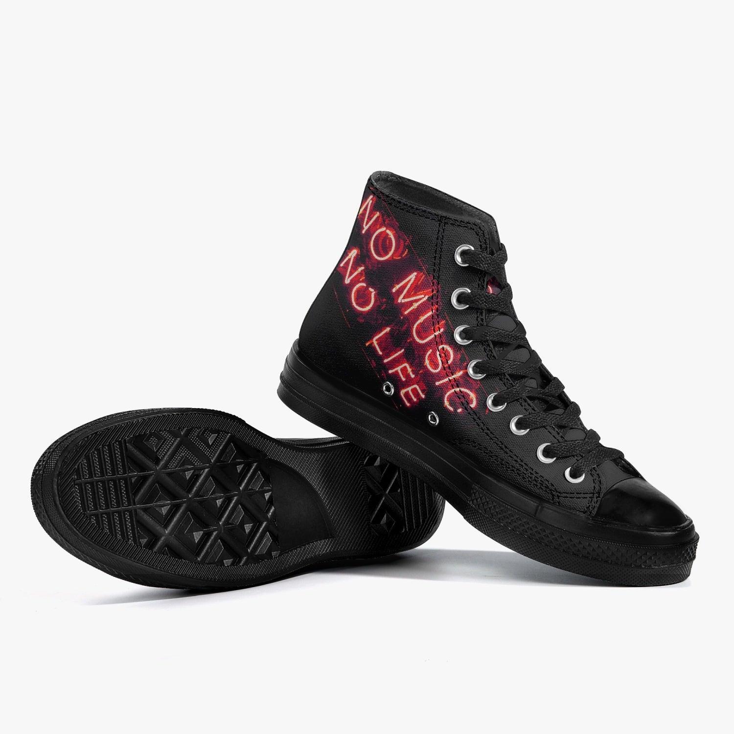 No Music No Life-Top Canvas Shoes - Black - NO FIXED ABODE Punkrock Mens Luxury Streetwear UK